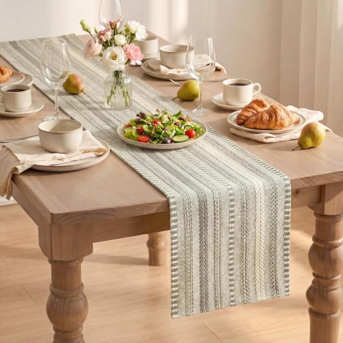 Artoid Mode Dark Grey Farmhouse Stripe Braided Table Runner 12x72 Inch - color: Dark Grey, size: 12" x 72", Table Runner