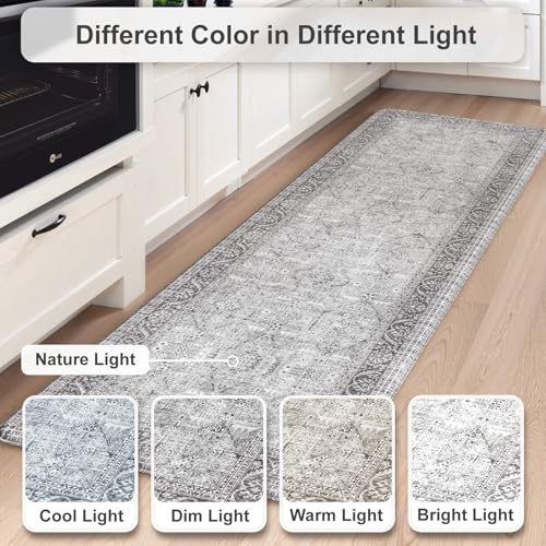 KIMODE Anti Fatigue Kitchen Mat 2PCS,Waterproof Farmhouse Kitchen Rugs Grey - color: Grey, size: 47"L x 17.3"W x 0.47"Th + 29"L x 17.3"W x 0.47"Th
