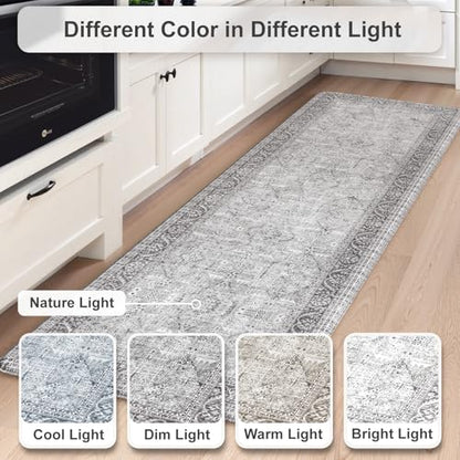 KIMODE Anti Fatigue Kitchen Mat 2PCS,Waterproof Farmhouse Kitchen Rugs Grey - color: Grey, size: 47"L x 17.3"W x 0.47"Th + 29"L x 17.3"W x 0.47"Th