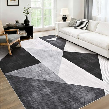 Yinhua Geometric Washable Rugs 3x5 Modern Living Room Rug Washable, Grey - color: Grey, size: 3 x 5 ft