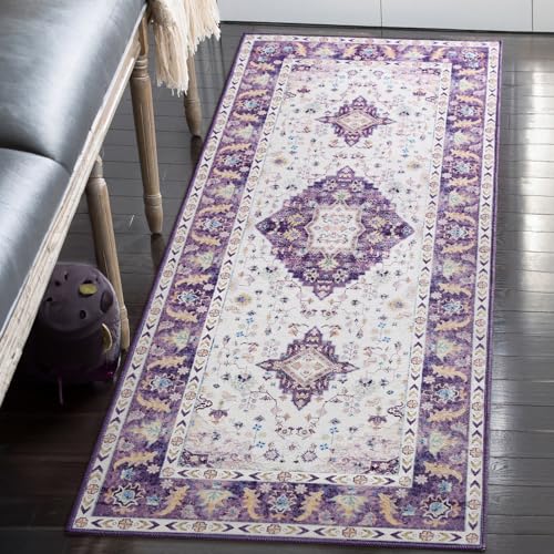 Amearea Vintage Design Runner Rugs for Living Room, 2x6 Purple Runner Rug - color: Purple, size: 2' X 6' (Runner)