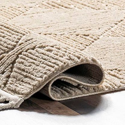 nuLOOM Kerry Beige Geometric Power Loomed Area Rug, 9' x 12' - color: Kerry Beige, size: 9' x 12' (Rectangular)