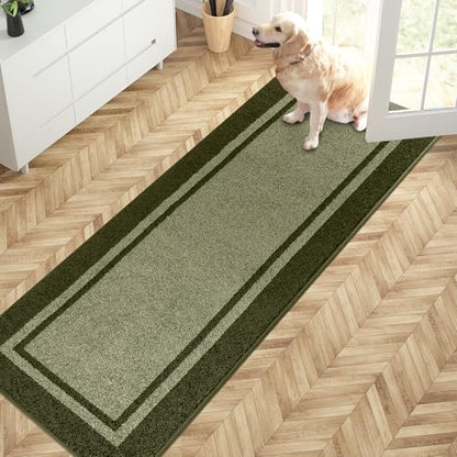 PURRUGS Hallway Runner Rug, 24" x 70", Budding Green & Sage Green - color: Budding Green & Sage Green, size: 24" X 70"