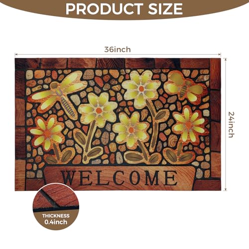 Durable Welcome Door Mats 24”x36” – Heavy Duty Non-Slip Rubber Outside Door Mat Large Front Outdoor Mat for Home Entrance, Porch, Patio, Garage and High Traffic Areas,Dragonfly Flower - size: 2'0" x 3'0" (Rectangular)