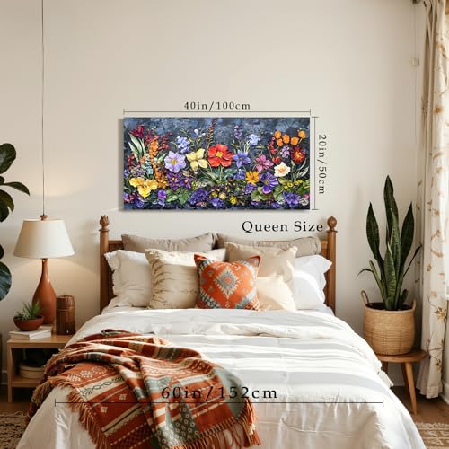 crmotu Flower Large Wall Art, Botanical Watercolor Canvas Prints 20"x40" - color: Purple and Gold, size: 40"L x 20"W