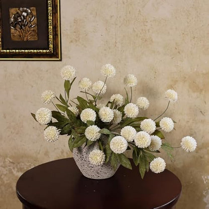 VIERENA 6 Pcs 27" Artificial Pompon Mum Silk Flower Stems for Vase (Cream) - color: Cream