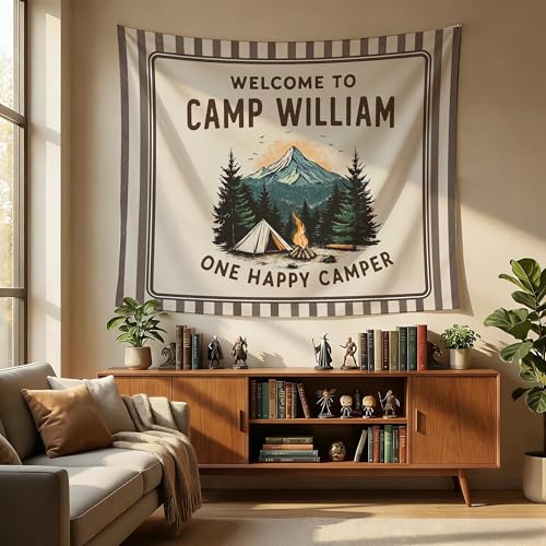MKYFHSVGD Retro Striped Camping Tapestry Wall Hanging, Camping Decor for Camper, Mountain Forest Campfire Wall Tapestry for Camper RV Trailer Campsite Home Decorations, 50x60 Inch - color: Camping