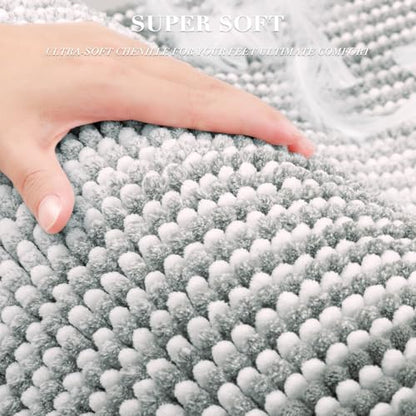 BSICPRO Bathroom Rugs Sets 2 Piece, Non Slip Striped Bath Mats, Light Gray - color: Light Gray, size: 20" x 32" Plus 16" x 24"