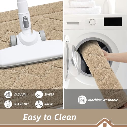 BEQHAUSE Kitchen Rugs Set of 2 Non Slip Runner, 24"x36"+24"x60", Beige - color: Beige, size: 24" X 36" + 24" X 60"