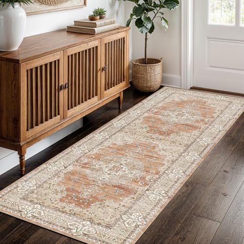 2x5 Washable Hallway Runner Rug - Non-Slip Throw Rugs Terracotta Beige - color: Brick/Terracotta, size: 2' x 5' (Rectangular)