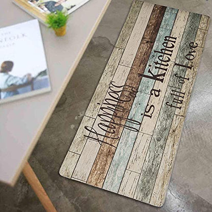 FRESHMINT Farmhouse Kitchen Mats Sets 2 Piece Cushioned Comfort Mat for Home & Office Ergonomically Engineered Memory Foam Kitchen Rug Waterproof Non-Skid, 30" by 17" + 47" by 17",Happiness - color: Happiness