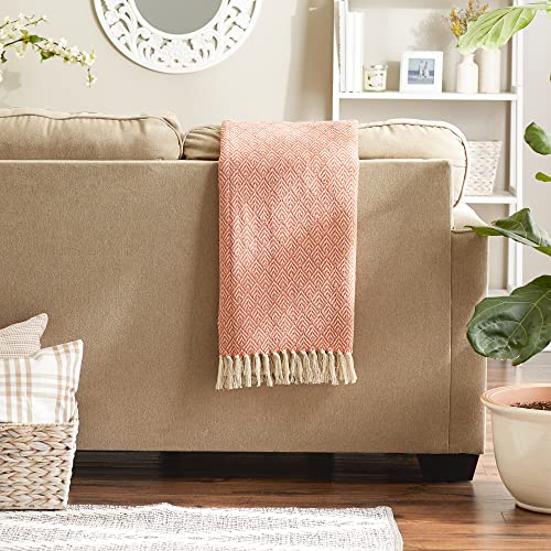DII Diamond Throw Collection Cotton Woven, 50x60, Spice - color: Spice, size: 50x60"