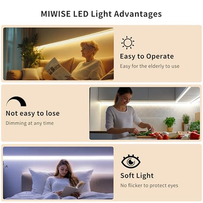 MIWISE COB LED Strip Light 20ft/6.1m,CRI 90+ Warm White 3000K High Lumen Dimmable Super Bright Flexible DC24V LED Tape Light with Controller/Dimmer,for Cabinet Home Office DIY Lighting Projects - color: 3000K, size: 20 ft