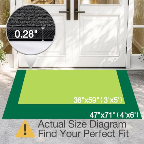 LUMI Outside Welcome Door Mat 36x59, Non-Slip Heavy Duty Dirt Trapper, Grey - color: Grey Gold Tree, size: 36"x59"
