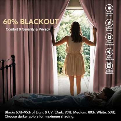 H.VERSAILTEX Blackout Curtains Thermal Insulated Window Treatment Panels Room Darkening Blackout Drapes for Living Room Back Tab/Rod Pocket Bedroom Draperies (2 Panels, Baby Pink, 42 x 54 Inch) - color: Baby Pink, size: 42"W x 54"L (Pack of 2)