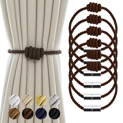 Curtain Tiebacks Magnetic Decorative Rope Tie Backs Holdbacks Contoeey - color: Coffee