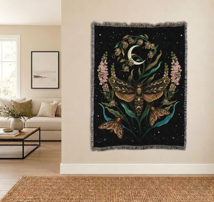 Pure Country Weavers Death Head Blanket by Episodic Drawing- Fantasy Gift Tapestry Throw Woven from Cotton - Made in The USA (72x54) - color: Death Head, size: 72x54