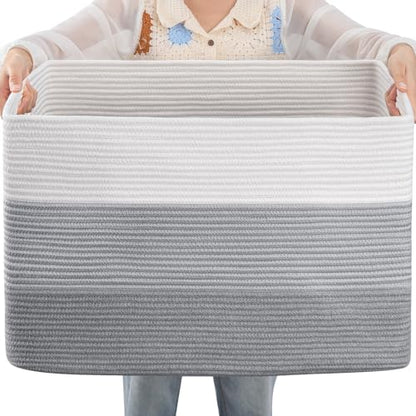 OIAHOMY Blanket Basket Laundry Basket Dog Toy Basket 108L Gradient Grey - color: Gradient Grey, size: 25”x16”x16”