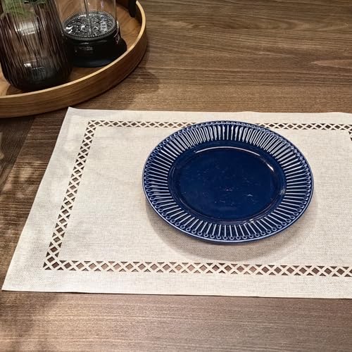 Placemats Set of 4 for Dining Table with Hollow Edge Design- Table Mats 12x 18 Inch, Cloth Place mats Machine Washable (Beige 4pcs) - color: H-beige, size: 4 pcs