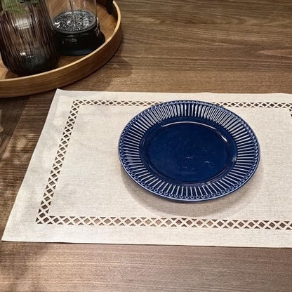 Placemats Set of 4 for Dining Table with Hollow Edge Design- Table Mats 12x 18 Inch, Cloth Place mats Machine Washable (Beige 4pcs) - color: H-beige, size: 4 pcs
