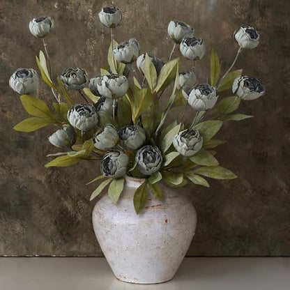 6 Pcs 27" Faux Silk Peony Artificial Flowers Stems for Vase (Dark Gray) - color: Dark Gray