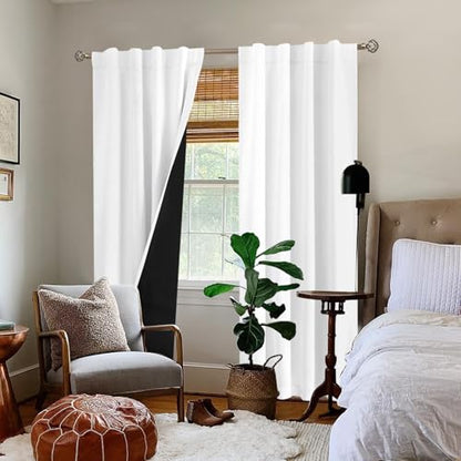 BGment Pure White Blackout Living Room Curtains 84 inches Long, 2 Panels - color: Pure White, size: 38"W x 84"L (Pack of 2)