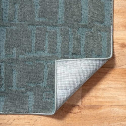 Hauteloom Galaxia Hallway, Kitchen Machine Washable Runner Rug - Modern Organic Geometric - Teal, Slate Blue, Dark Gray, Turquoise - 2'7" x 7'3" - color: Teal, Dark Gray, Turquoise / Dragan, size: 2'7" x 7'3" (Runner)