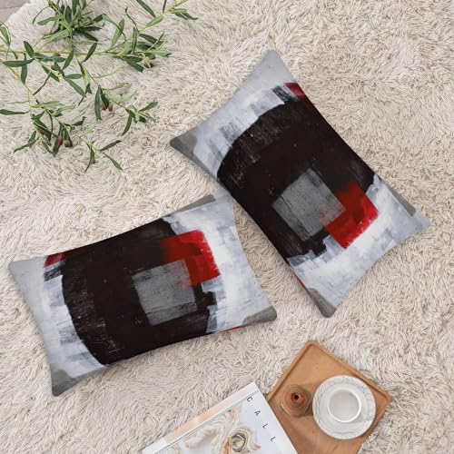 Throw Pillow Covers for Couch, 20x12 Inch, Set of 2, Grey Red - color: Red and Grey, size: 20" x 12" (Pack of 2)