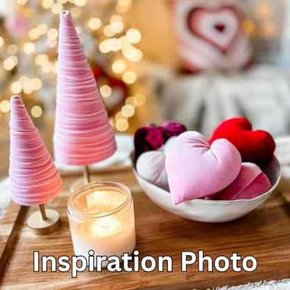 Your Heart's Content Pink Velvet Trees Set of 3 (Pink) - color: Pink