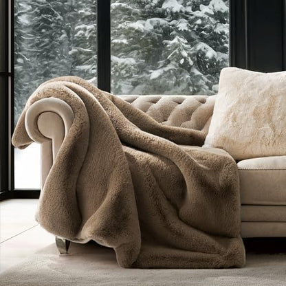 EverGrace Faux Chinchilla Fur Throw Blanket, 60"x80", Tawny Mink - color: Tawny Mink, size: 60"x80"