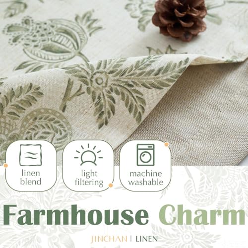 jinchan Floral Valance Curtain Linen 16 Inch Farmhouse 1 Panel Sage - color: Jacobean | Sage Green, size: 50"W x 16"L (Pack of 1)