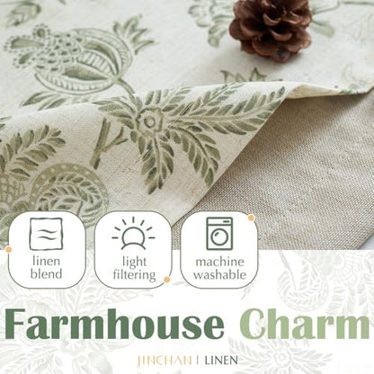 jinchan Floral Valance Curtain Linen 16 Inch Farmhouse 1 Panel Sage - color: Jacobean | Sage Green, size: 50"W x 16"L (Pack of 1)
