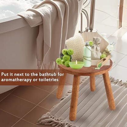 Round Solid Wooden Stool,Plant Stand,Step Stool,Walnut,10" H - color: Walnut, size: 10inch