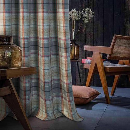 always4u Plaid Tartan Curtains for Living Room Bedroom Check Curtains Grommet Window Treatments 2 Panels Blue Pink 45 * 84 Inches - color: Blue/Pink, size: 45"W x 84"L (Pack of 2)