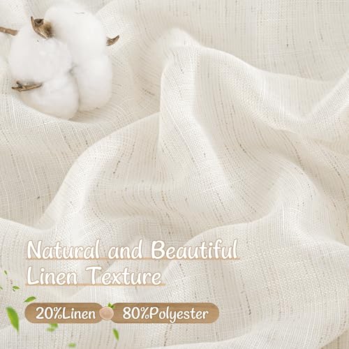 LAMIT Semi Sheer Linen Curtains for Cafe 2 Panels Set, 34 x 24 Inch - color: Natural, size: 34"W x 24"L (Pack of 2)