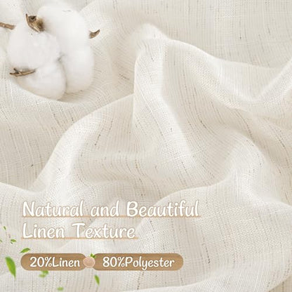 LAMIT Linen Cafe Curtains 24 Inch Length for Small Windows, 2 Panels - color: Natural, size: 25"W x 24"L (Pack of 2)