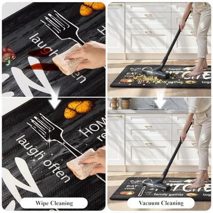 KIMODE Anti Fatigue Kitchen Mat 2PCS,Non Slip Waterproof Kitchen Rugs Grey - color: Kitchen/Grey, size: 59"L x 17.3"W x 0.47"Th + 29"L x 17.3"W x 0.47"Th