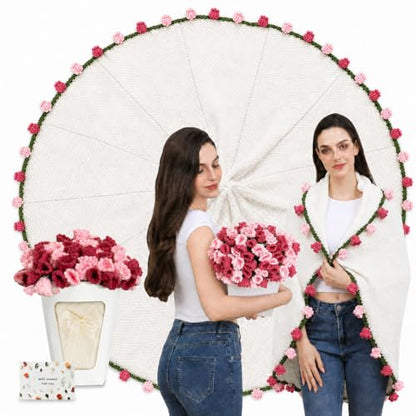 Lily of the Valley Crochet Flower Bouquet Blanket, Knitted Throw Blanket - color: Lily of the Valley, size: Medium