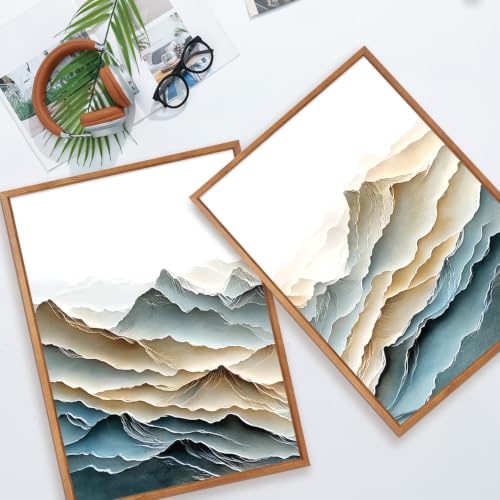 CHDITB 3D Textured Mountain River Framed Wall Art Relief Landscape Painting - color: 3d Mountain