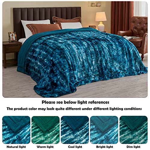 NEWCOSPLAY Faux Fur Sherpa Throw Blanket for Couch, Dark Blue, 50"x60" - color: Dark Blue, size: Throw(50"x60")