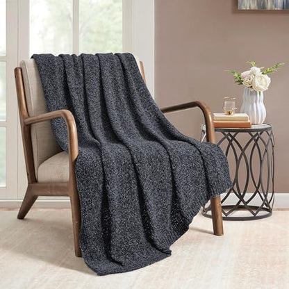 BOURINA Chenille Throw Blanket Boho Throw Outdoor Blanket,50x60Inch Grey - color: Chenille-grey, size: 50"×60"