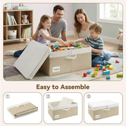 GRANNY SAYS Extra Large Storage Bins with Lids, Closet Bins, White&Khaki - color: White/Khaki, size: Extra Large - 2 Pack