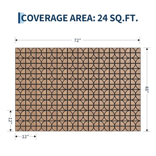 Garvee 3D Acoustic Wood Panels, 12" x 12" Sound Absorbing Wall Panels, Oak - color: 24 pcs-Oak