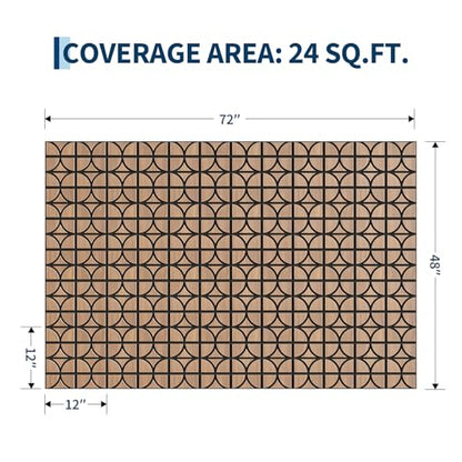 Garvee 3D Acoustic Wood Panels, 12" x 12" Sound Absorbing Wall Panels, Oak - color: 24 pcs-Oak