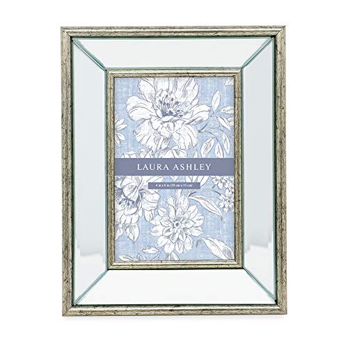 Laura Ashley 4x6 Silver Beveled Mirror Picture Frame Tabletop & Wall Mount - color: Silver, size: 4x6