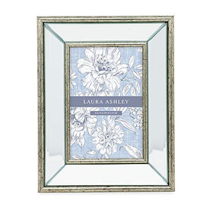 Laura Ashley 4x6 Silver Beveled Mirror Picture Frame Tabletop & Wall Mount - color: Silver, size: 4x6
