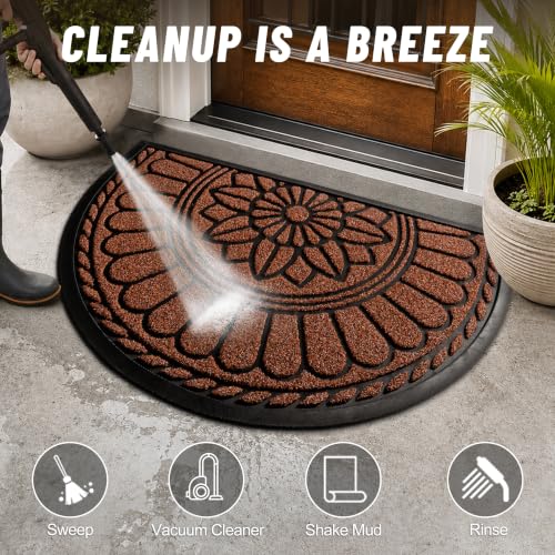 Mibao Half Round Door Mat, 47"x32", Maroon, Non-Slip Welcome Entrance - color: Maroon, size: 2'8" x 3'11" (Semicircular)