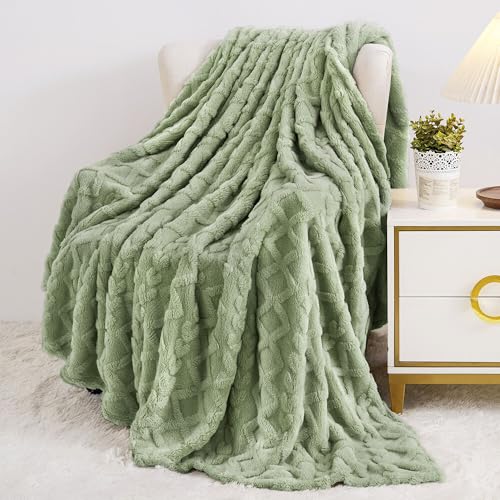 Aganear Fleece Throw Blanket for Couch Sofa 60"x80" Sage Green - color: Sage Green, size: Twin(60×80in)