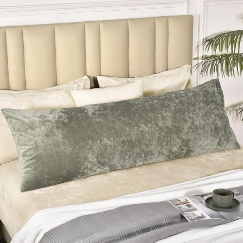 PHF Truly Velvet Zippered Body Pillowcase, No Insert, 1 Pack Ultra Soft Breathable Pillow Sham Cover with Zipper, 20"X 54" Long Luxury Cozy Warm Fuzzy Flannel Body Pillow Case, Smokey Olive - color: Smokey Olive, size: 54" x 20" (Pack of 1)