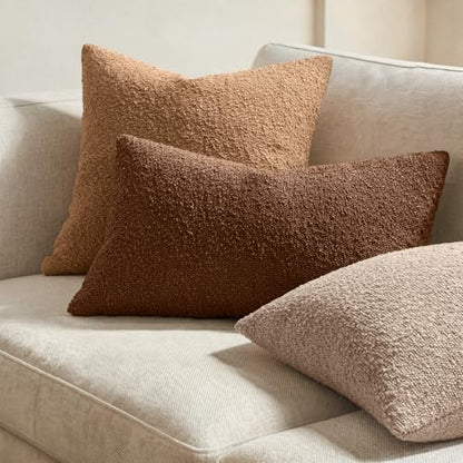 MIULEE Textured Boucle Lumbar Pillow Cover for Bed 12x20 Chestnut Brown - color: Chestnut Brown, size: 20" x 12" (Pack of 1)